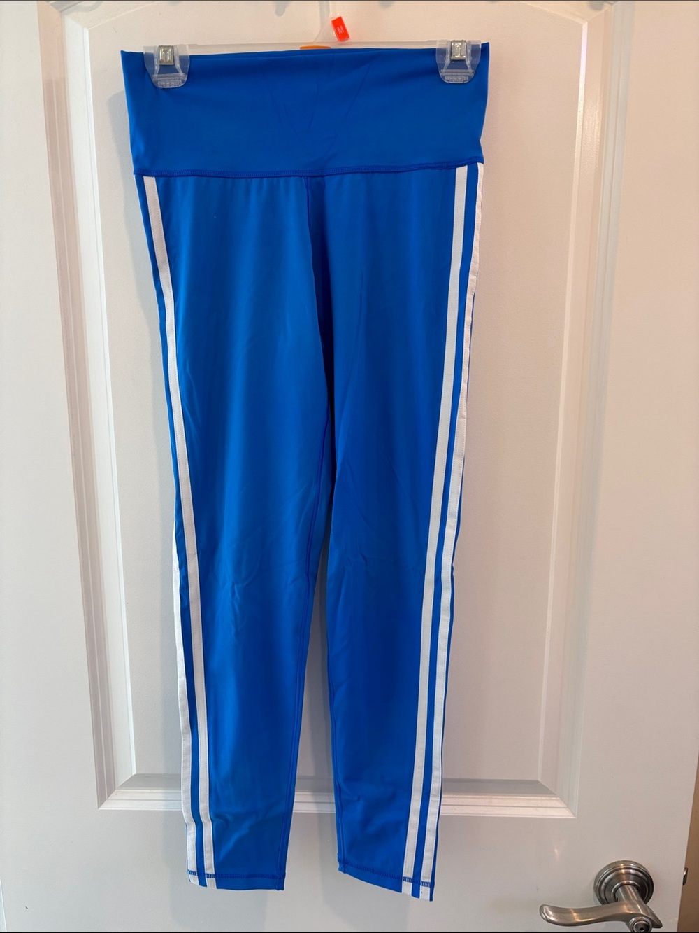 adidas Royal Blue Leggings with White Side Stripes